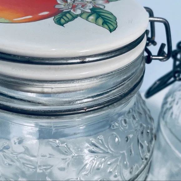 Vintage Clip Top Jar Hinged Ceramic Top Set Of 2 - Picture 10 of 16